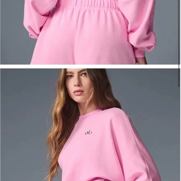 Alo Sweet Pink cropped Sweatshirt NWT - Picture 2 of 3